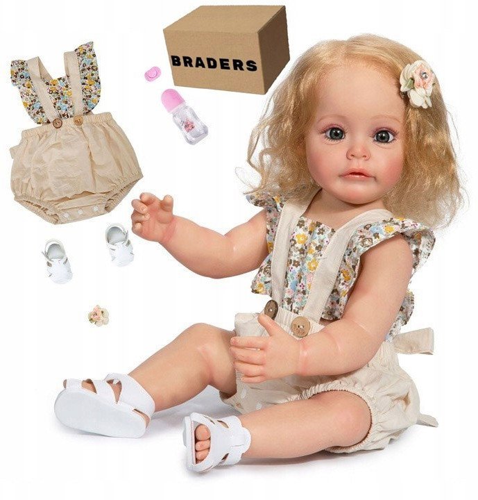 DUŻA LALKA REBORN REALISTYCZNA JAK ŻYWA 55cm prawdziwe niemowlę Akcesoria