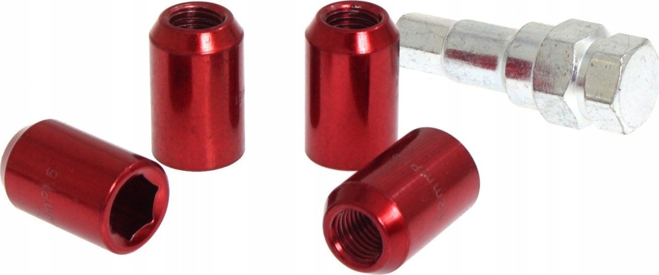 MTuning Nakrętki przelotowe M12x1,25 L:32mm Czerwone