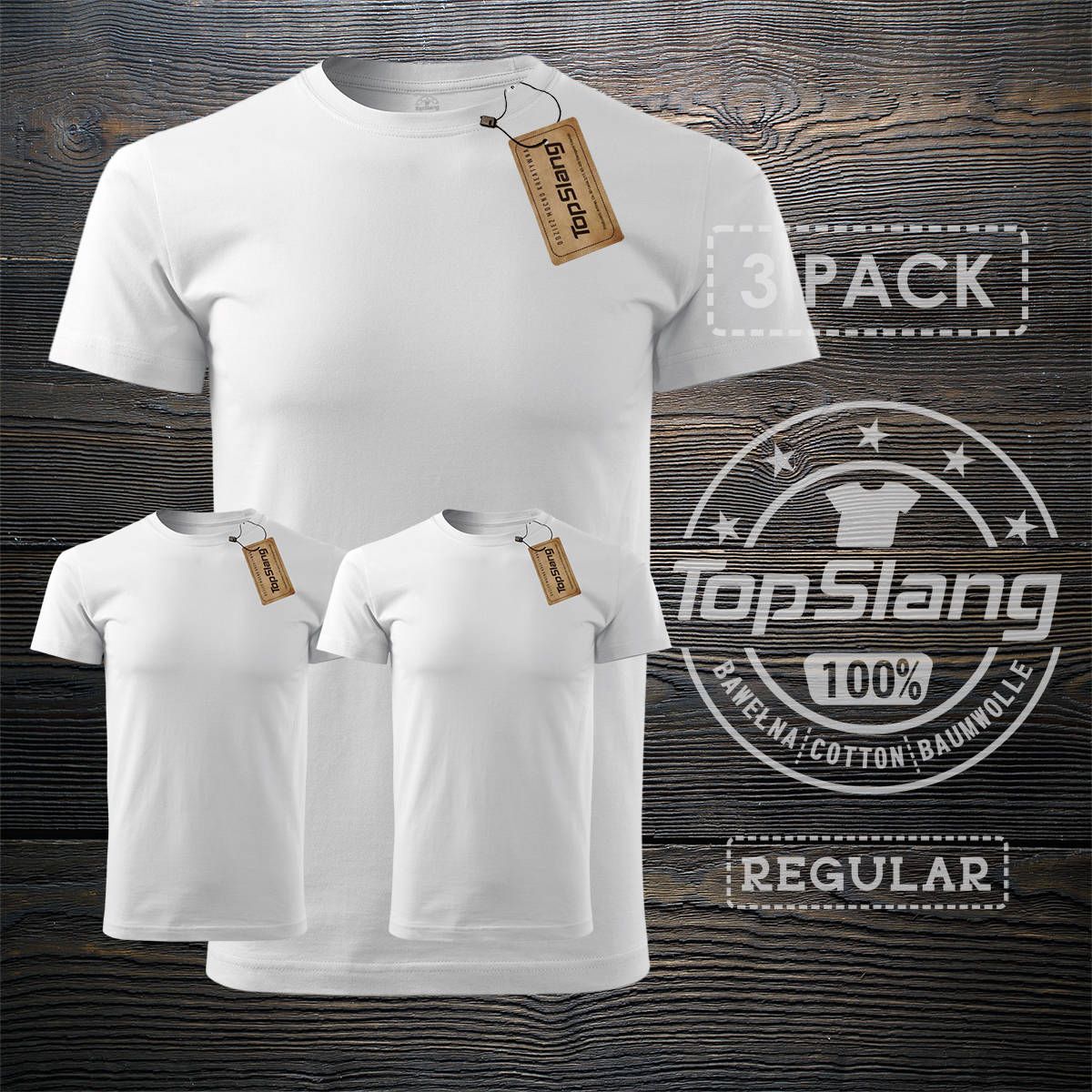 Topslang Topslang koszulka męska bawełniana biała na WF 3 PACK t-shirt męski biały REGULAR XL