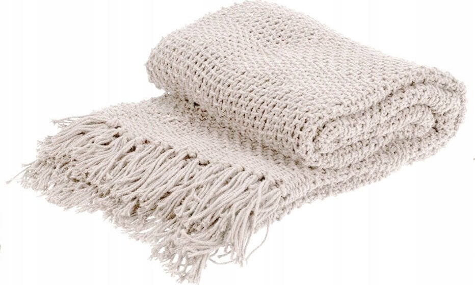 Bawełniana narzuta z frędzlami, 130 x 170 cm