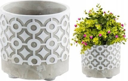 Polnix Osłonka betonowa na kwiaty na nóżkach szara 14 x 13 cm