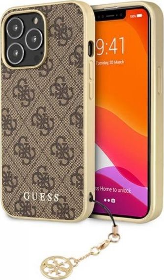Guess Etui do Apple iPhone 13 Pro Max brązowy hardcase 4G Charms Collection