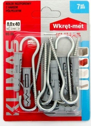 Wkręt-met Kołki rozporowe z hakiem półpełnym sufitowym 8x40 cm