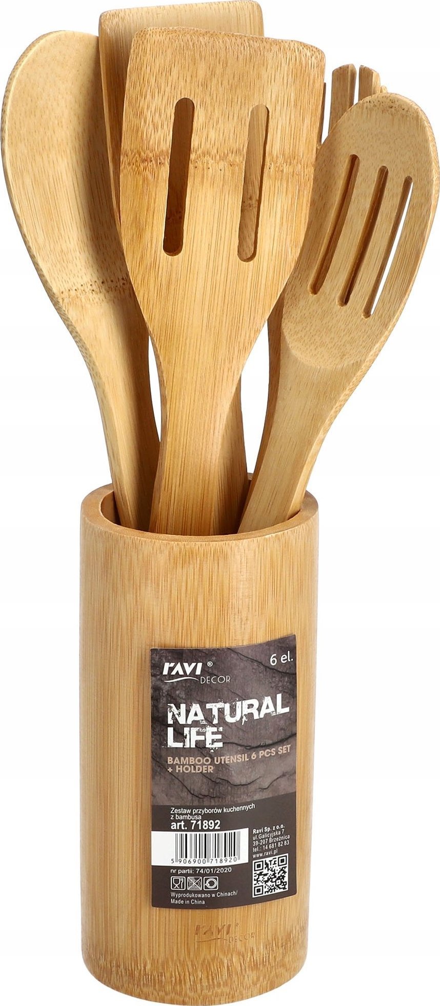 Kadax Zestaw Przyborów Kuchennych Z Bambusa Na Stojaku