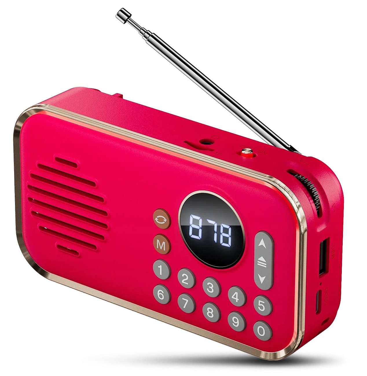 MINI GŁOŚNIK PRZENOŚNY BEZPRZEWODOWY BLUETOOTH RADIO FM USB AUX CZERWONY