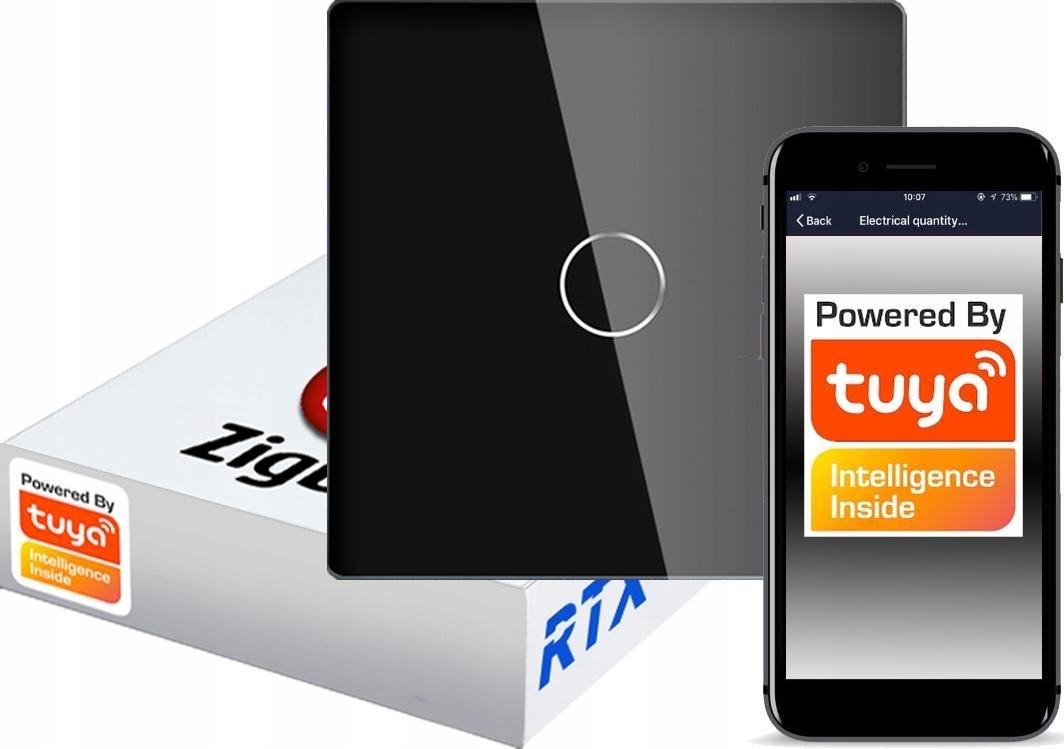 RTX Włącznik Dotykowy Czarny 1obw. Zigbee Tuya RTX SH