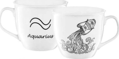 Dajar Kubek zodiak wodnik porcelanowy biały 550 ml