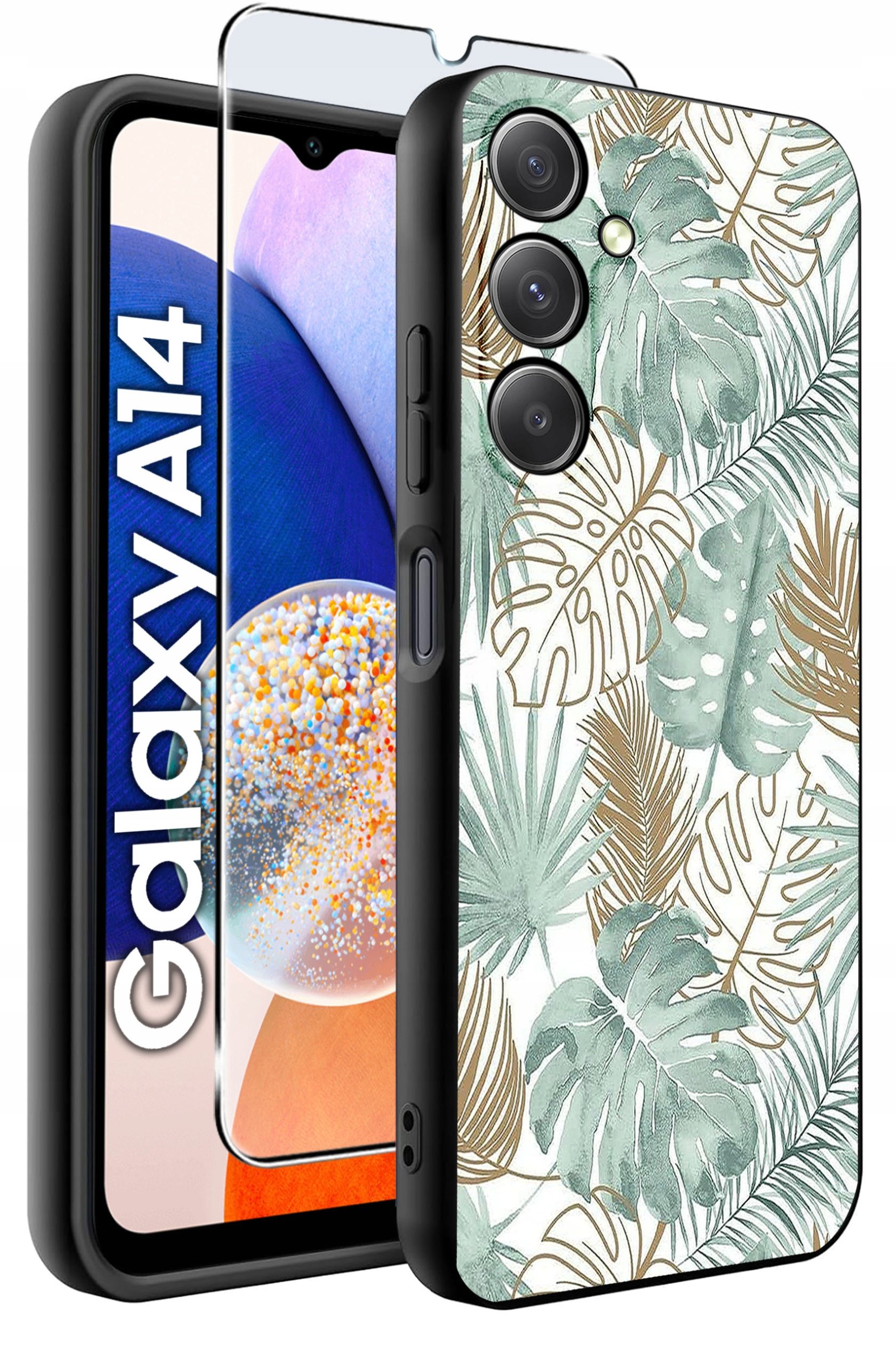 ETUI do Samsung A14 5G WZORY | SILIKONOWE MATT CASE + SZKŁO HARTOWANE 9H