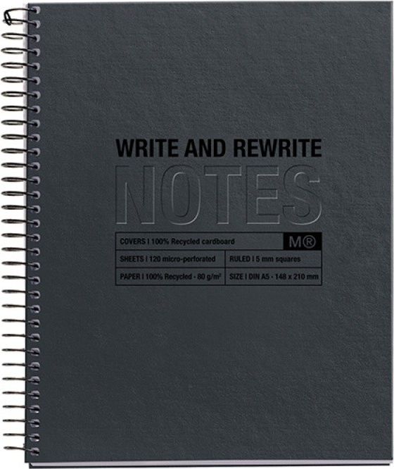 MIQUELRIUS Kołozeszyt MIQUELRIUS Just Black Recycled, A5, 120 kart., 80g, czarny