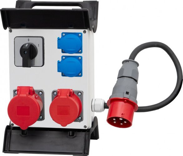 F-Elektro Rozdzielnica R-240 2x16A/5P, 2x230V, 0/1 + OW 5x2,5mm2-1,5m, Wt.16/5 stelaż plastik.