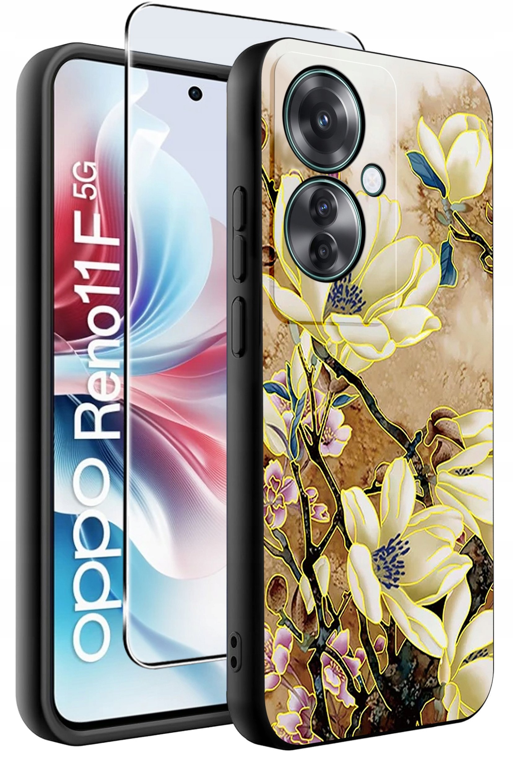 ETUI do Oppo Reno11 F 5G WZORY | SILIKONOWE MATT CASE + SZKŁO HARTOWANE 9H