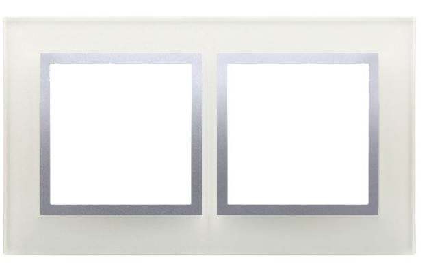 Kontakt-Simon Ramka podwójna szło srebrna mgła - DRN2/71