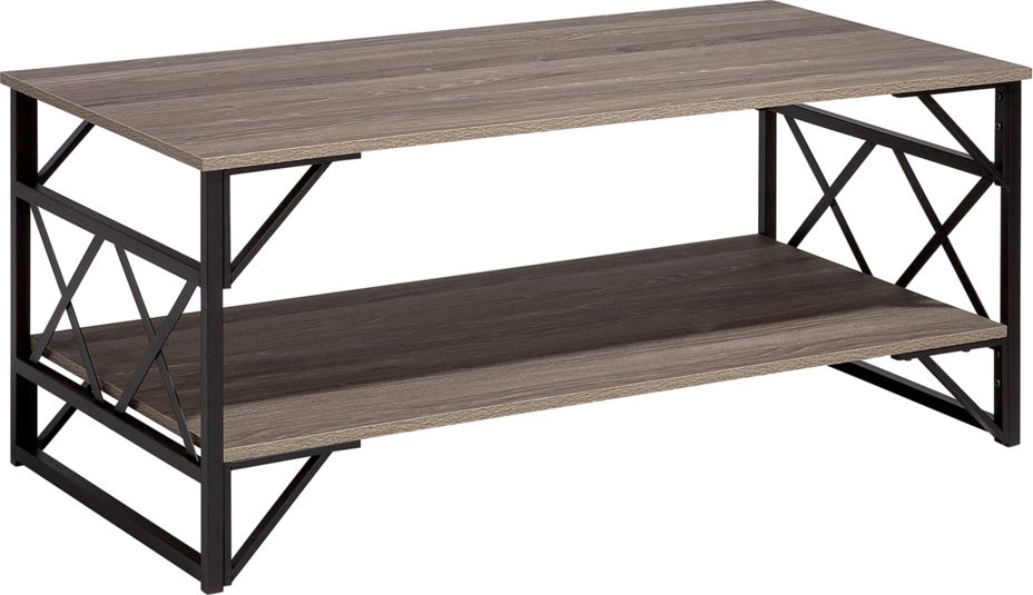 Beliani Stolik kawowy brązowoszare drewno z czarnym BOLTON