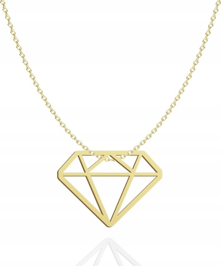 Radziszewska Jewellery Złoty Naszyjnik z Diamentem 925 Łańcuszek Diament DEDYKACJA GRATIS
