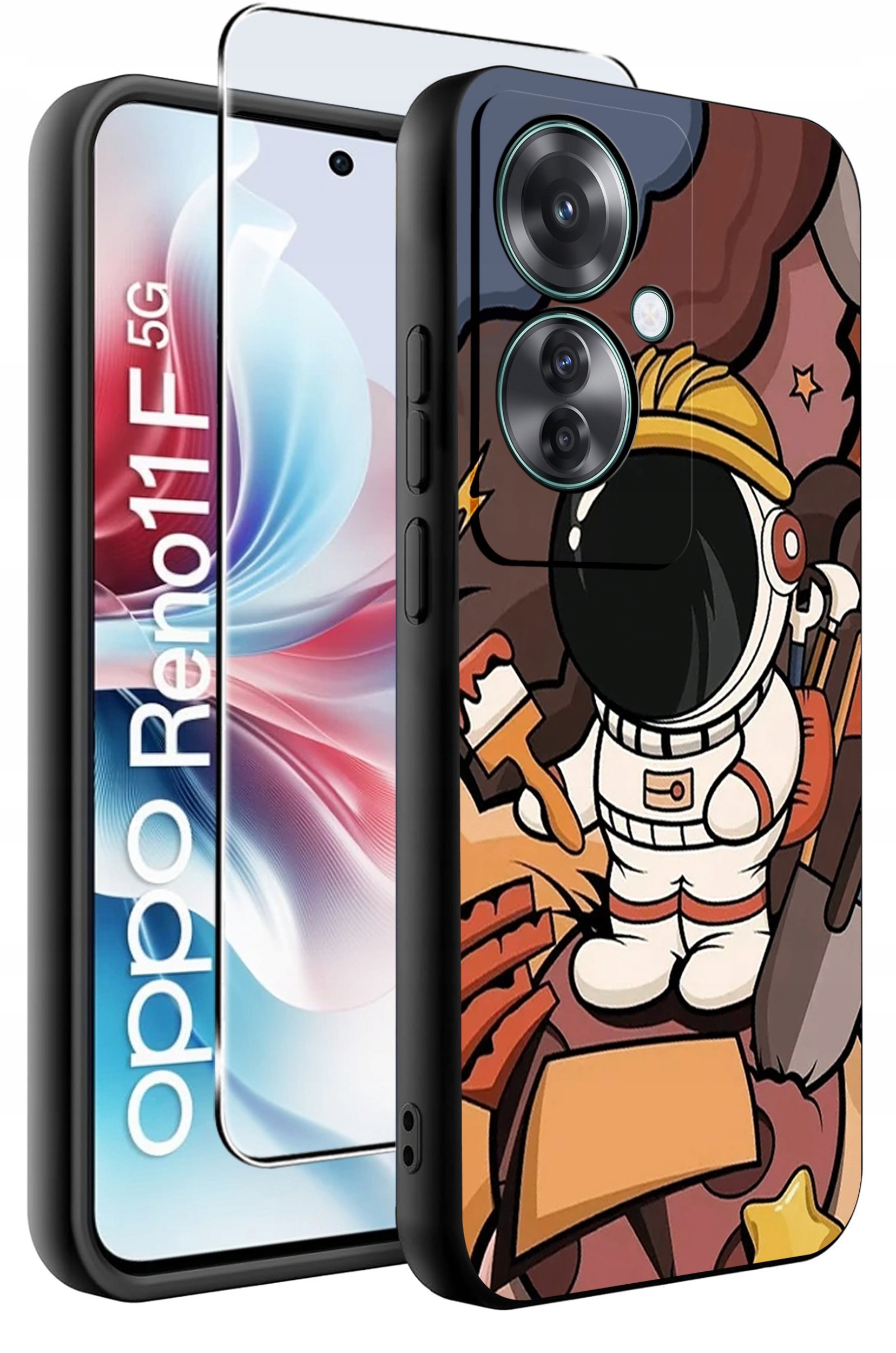 ETUI do Oppo Reno11 F 5G WZORY | SILIKONOWE MATT CASE + SZKŁO HARTOWANE 9H