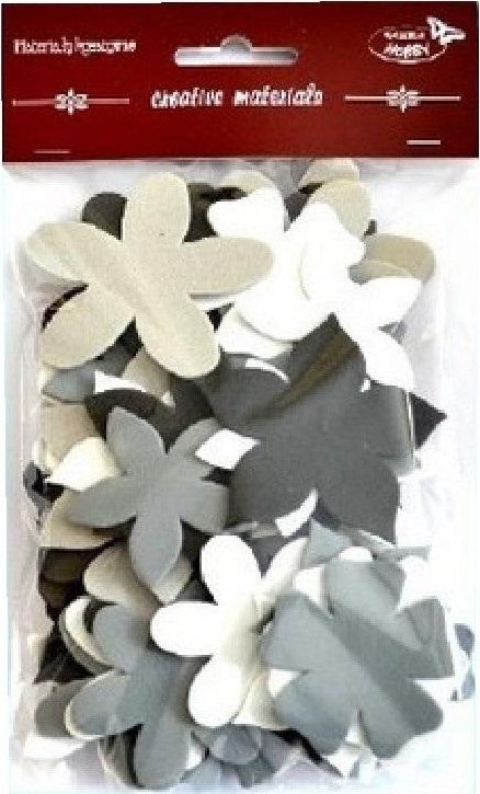 Kwiatki czarno-szaro-białe 60szt