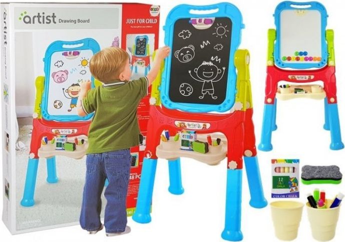 Lean Sport Tablica Magnetyczna Kredowa 2 w 1 Niebiesko Czerwona Akcesoria