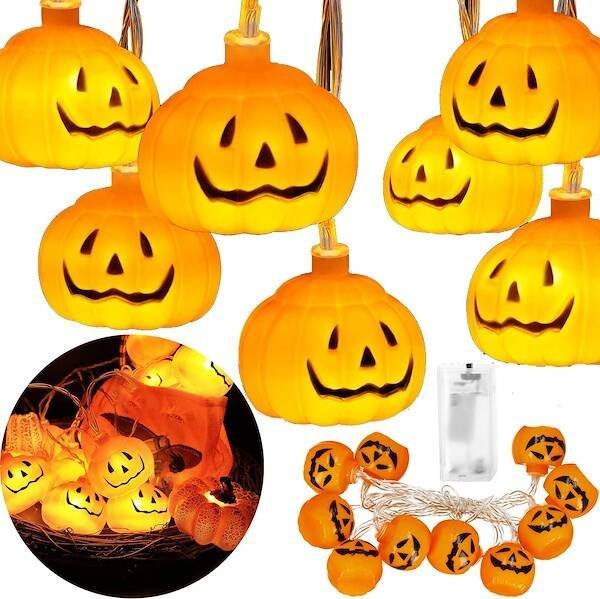 Springos Lampki na Halloween dynie girlanda łańcuch świetlny na baterie 10 LED UNIWERSALNY