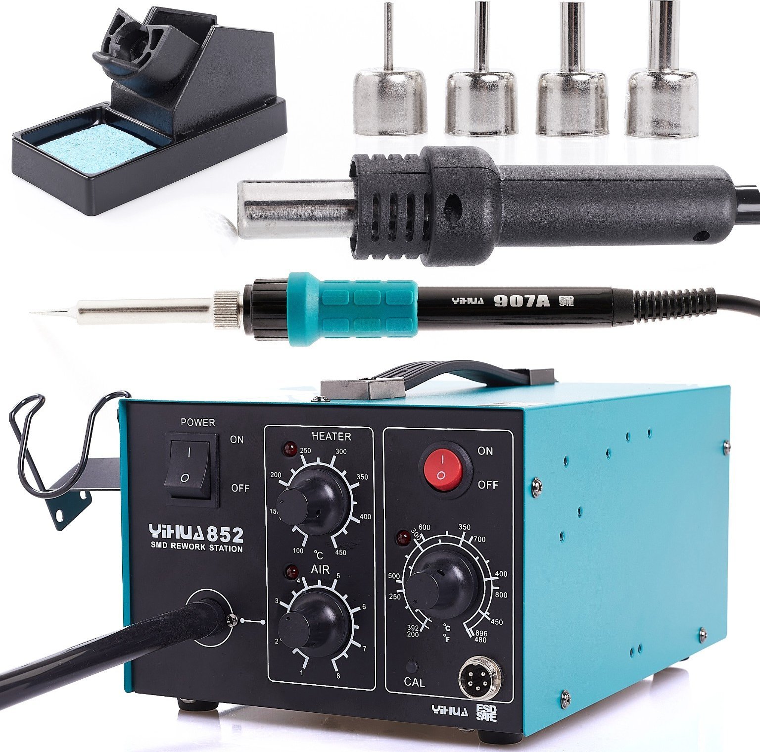 Stacja Lutownicza Lutownica 2w1 Hot-Air 852 z Kompresorem Techrebal 660W