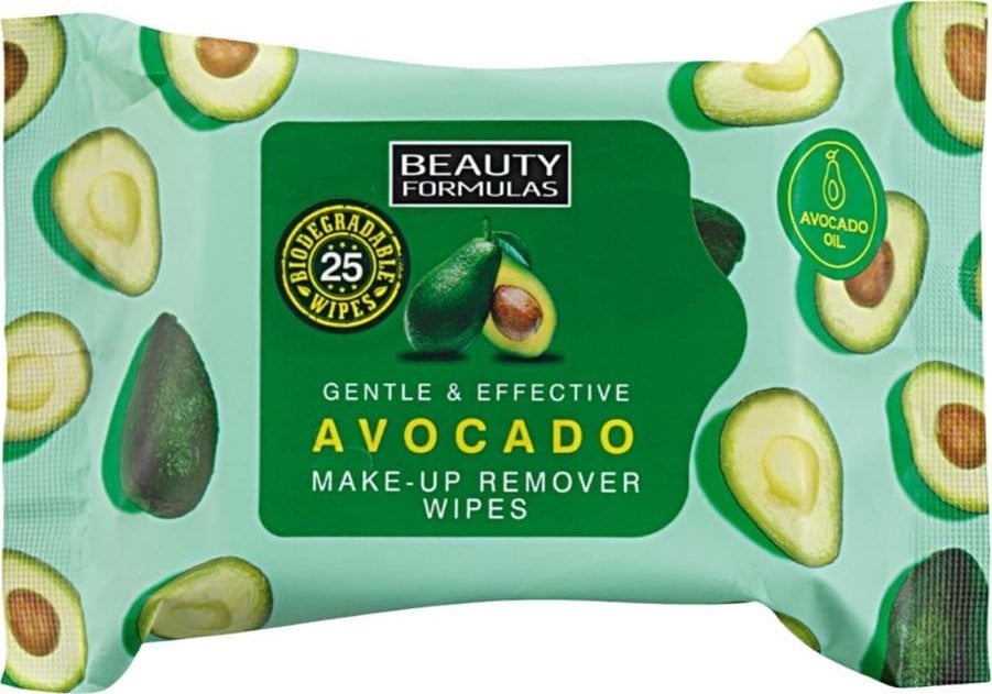 Beauty Formulas Makeup Remover Avocado chusteczki do demakijażu z olejkiem z awokado 25 szt.