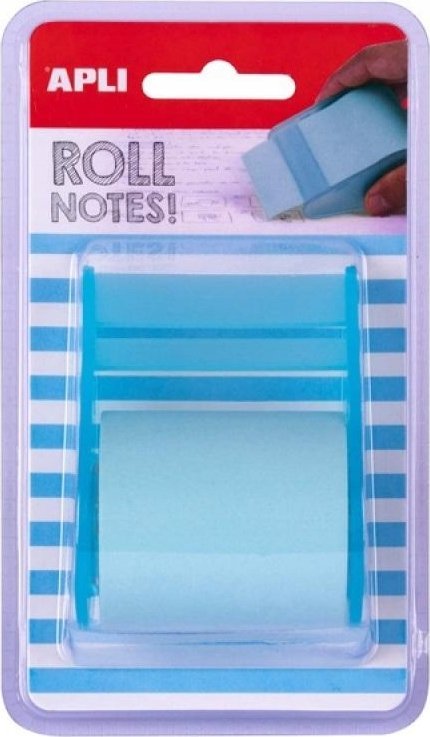 Apli Bloczek samoprzylepny APLI, w rolce, 50mmx8m, blister, pastelowy niebieski