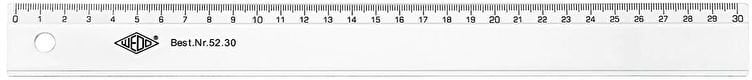 Wedo 52 30, Desk ruler, Plastic, Transparent, cm, mm, 30 cm, 1 pc(s)
