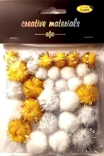 Titanum Pompony Glitter miks 30szt złoto, srebro