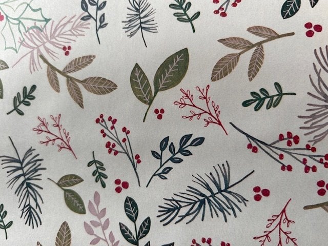 Fastima Papier świąteczny do pakowania biały listki 70cmx2m 352m70