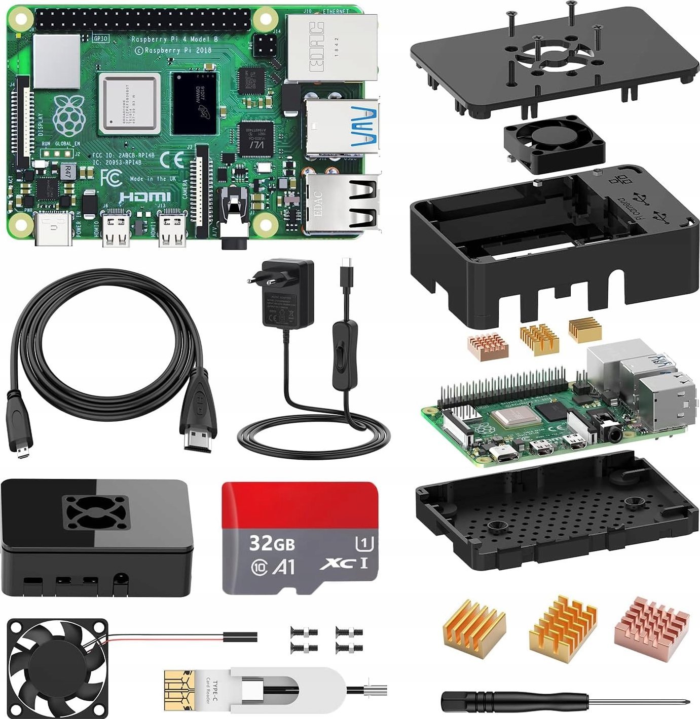 Zestaw STUUC Raspberry Pi 4 8GB RAM karta pamięci 32GB model B (8G + 32G)