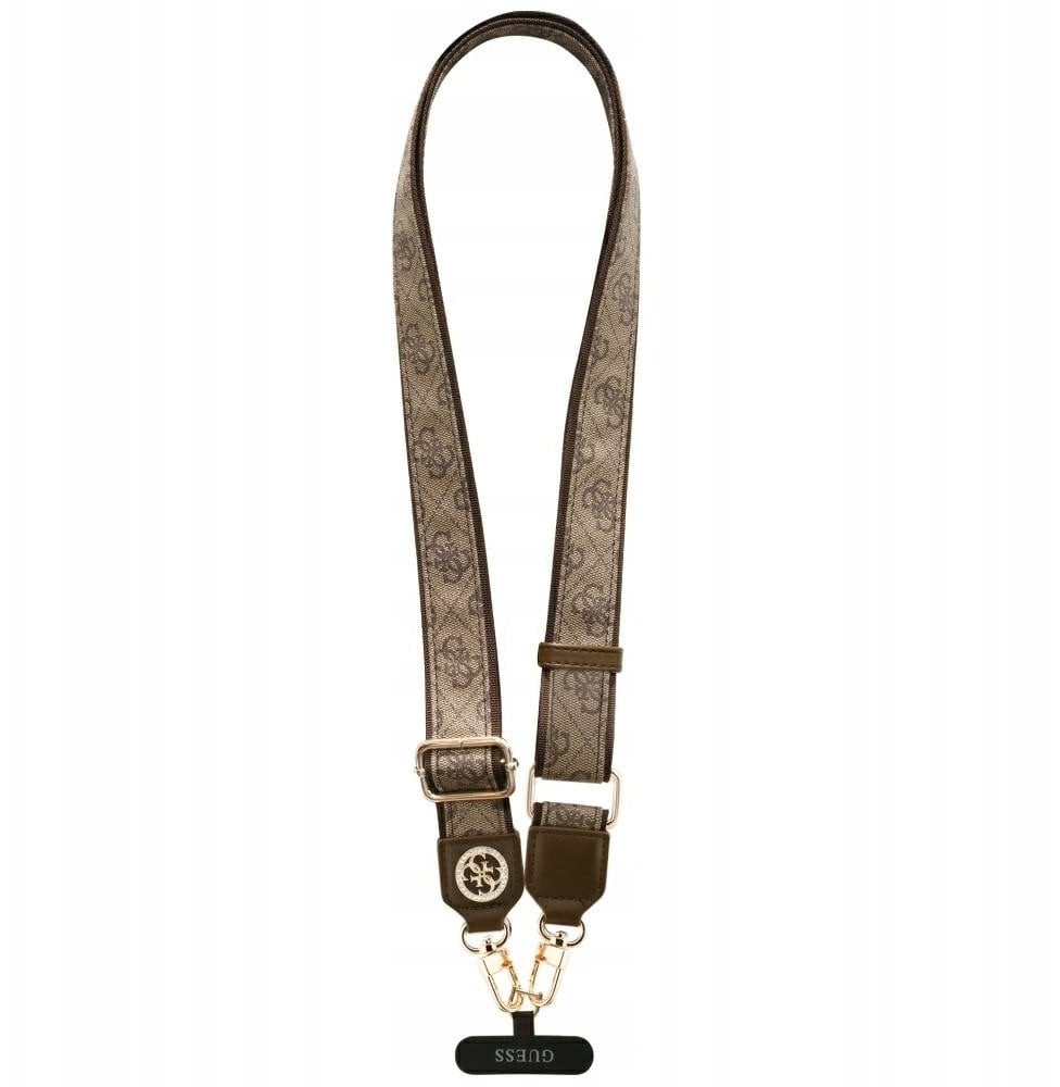 Uniwersalna smycz Guess Universal CBDY 4G Tether Patch Strass Metal Logo brązowy