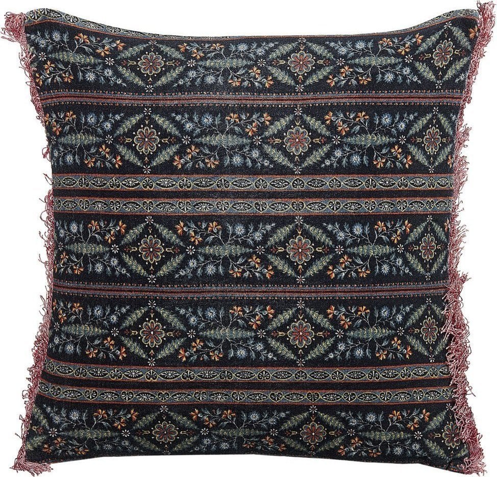 Beliani Poduszka dekoracyjna welurowa w kwiaty z frędzlami 45 x 45 cm wielokolorowa RUTA!