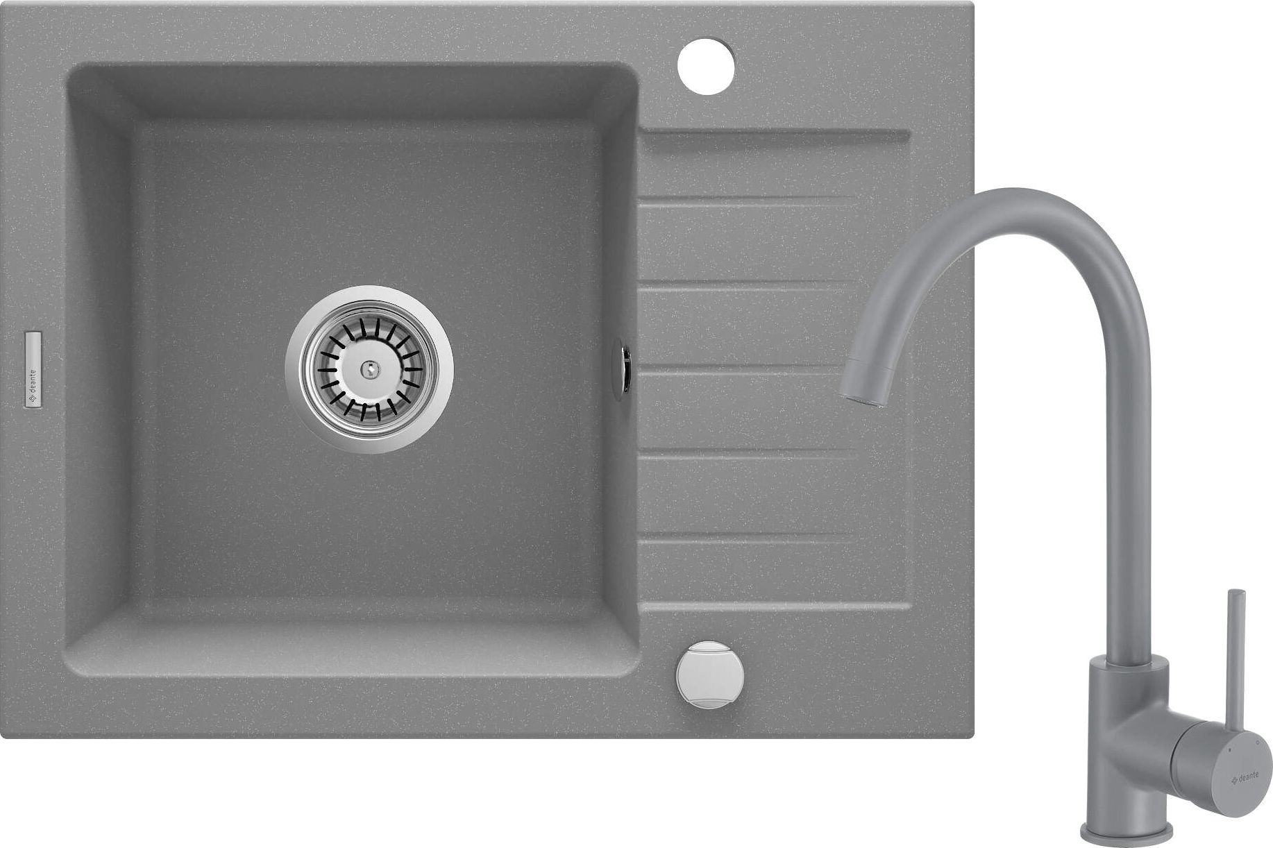 Zlewozmywak Deante Deante Zorba Komplet granitowy 1-komorowy z ociekaczem + bateria owa stojąca