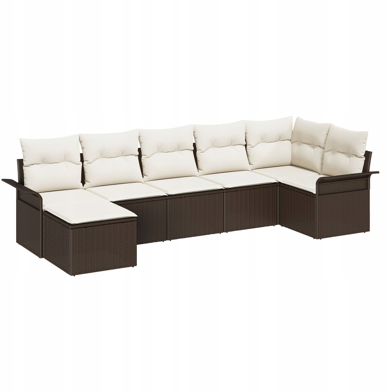 vidaXL Zestaw Sofy Ogrodowej 7 Części z Poduszkami Brązowy Polirattan, vidaXL 2-osobowa Sofa Ogrodowa z Przechowalnią & Poduszkami Brązowy Polirattan