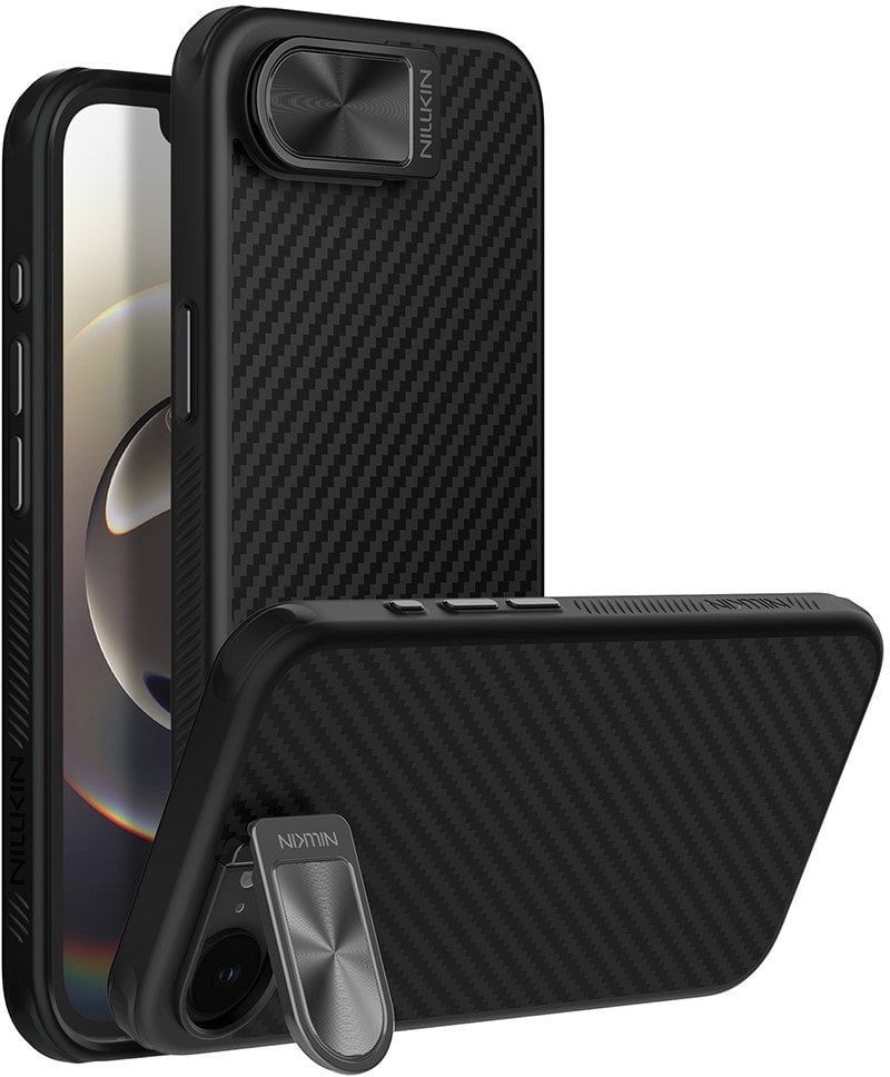 Etui Nillkin CarboProp Magnetic z osłoną na aparat i podstawką na iPhone 16e - czarne
