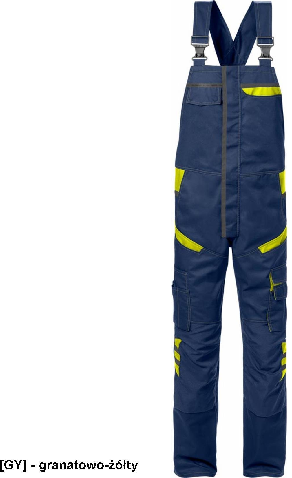 Męskie spodnie ochronne ogrodniczki kieszeń klatka piersiowa na nakolanniki boczne tylne odblaski wytrzymały materiał Cordura STFP FRSTDS-1555 54