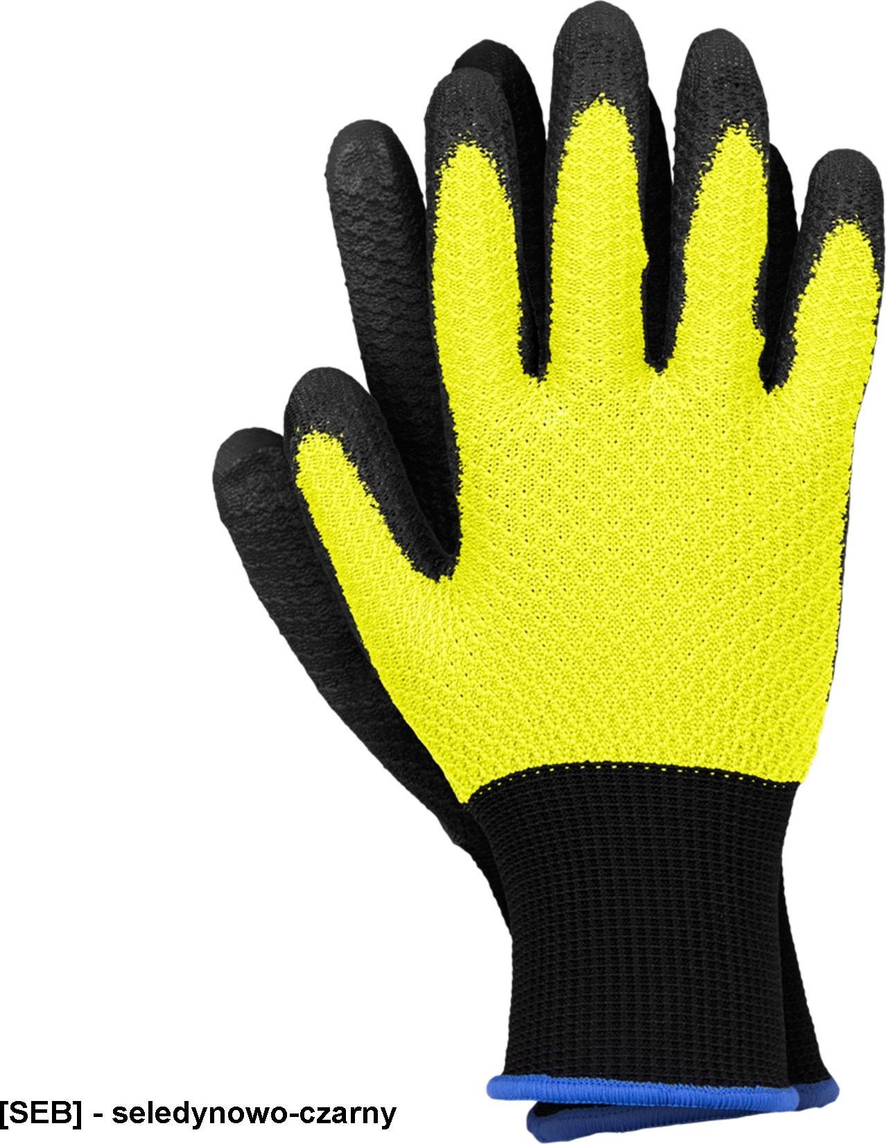 R.E.I.S. OX-HEXA - Rękawice ochronne powlekanie poliuretanem, wysoka manualność elastyczność, ściągacz - seledynowo-czarny 10