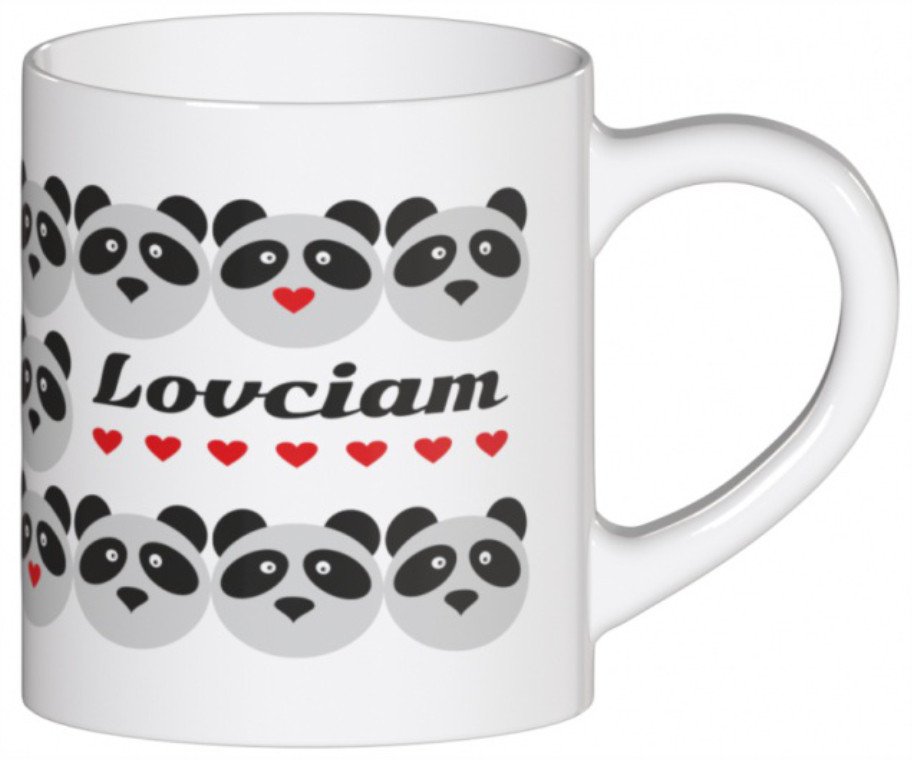 Elegancki Kubek LOVCIAM z motywem zakochanej pandy 250 ml prezent upominek dla faceta chłopaka mężczyzny męża kobiety dziewczyny żony