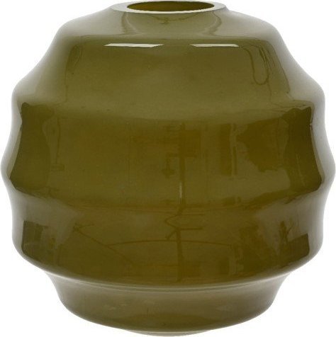 Kaemingk Wazon szklany oliwkowa zieleń dekoracyjny 20x19 cm