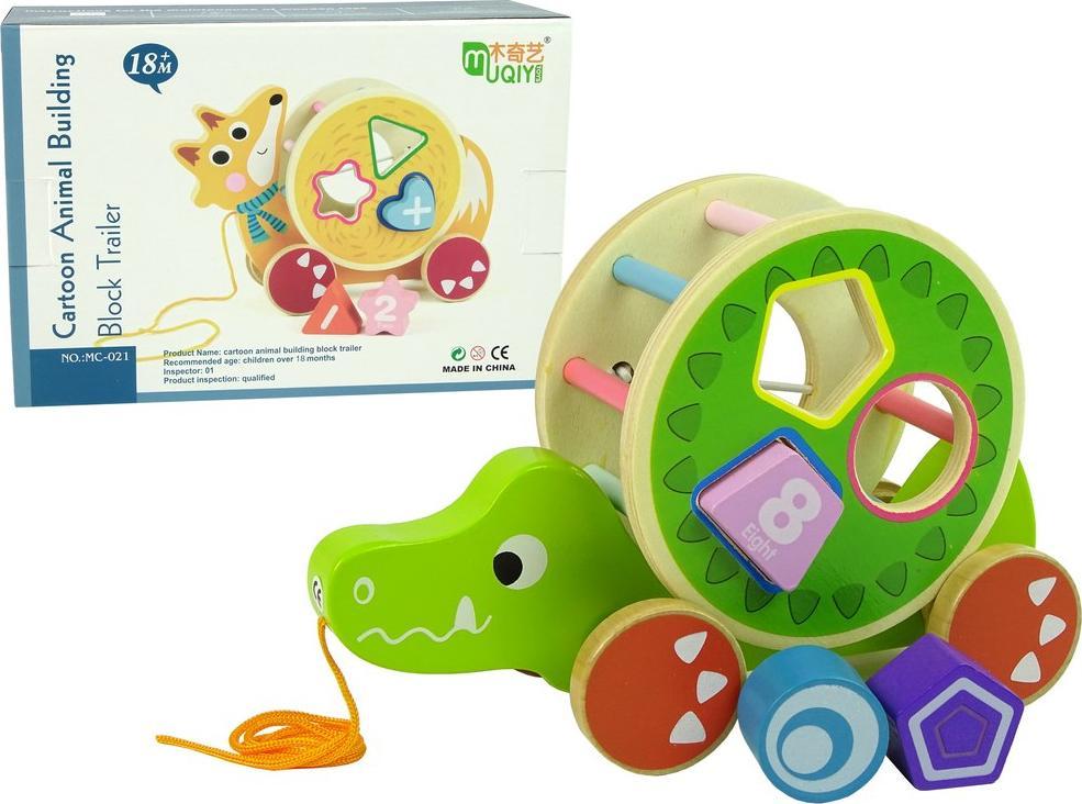 Lean Sport Krokodyl Zielony Do Ciągnięcia Na Kółkach Sorter Klocki Drewniane