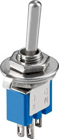 Goobay Przełącznik przełączny podminiaturowy, 1x UM, 3-pinowy, obudowa niebieska