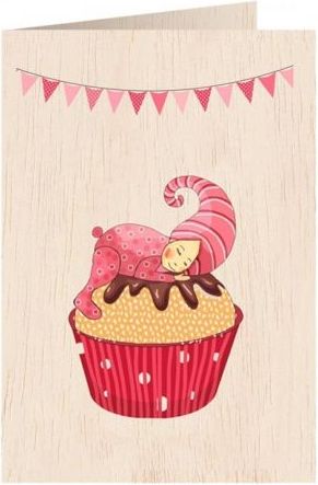 Cozywood Karnet drewniany C6 + koperta Narodziny dziewczyna