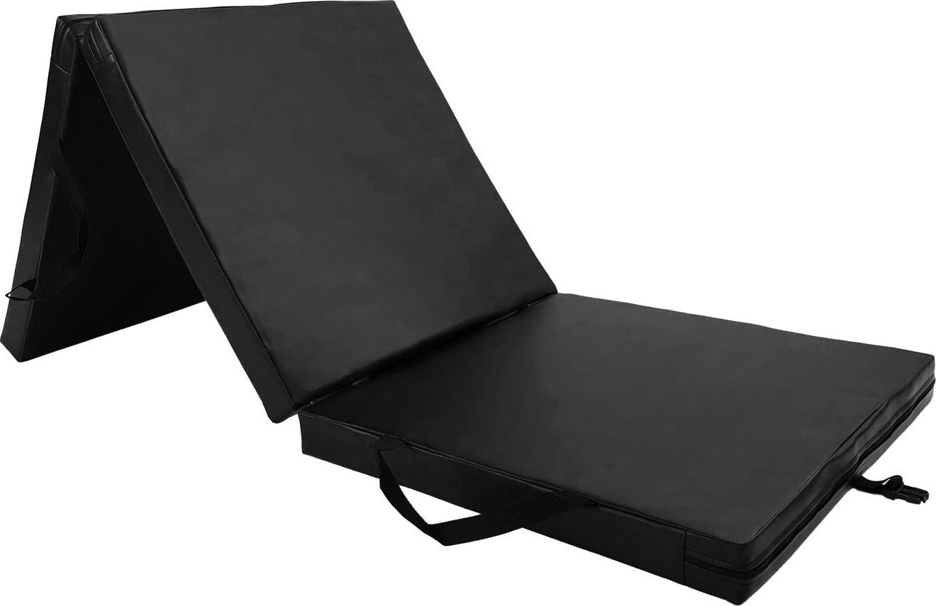 UnderFit Materac gimnastyczny 3-częściowy UF9564 180 cm x 60 cm x 6 cm czarny miękki