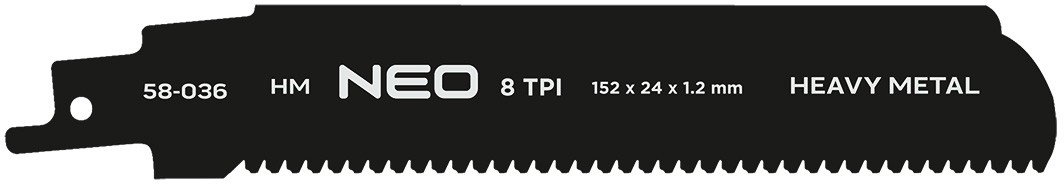Brzeszczot do piły szablastej, HM, 152 x 24 x 1.2 mm, 8TPI