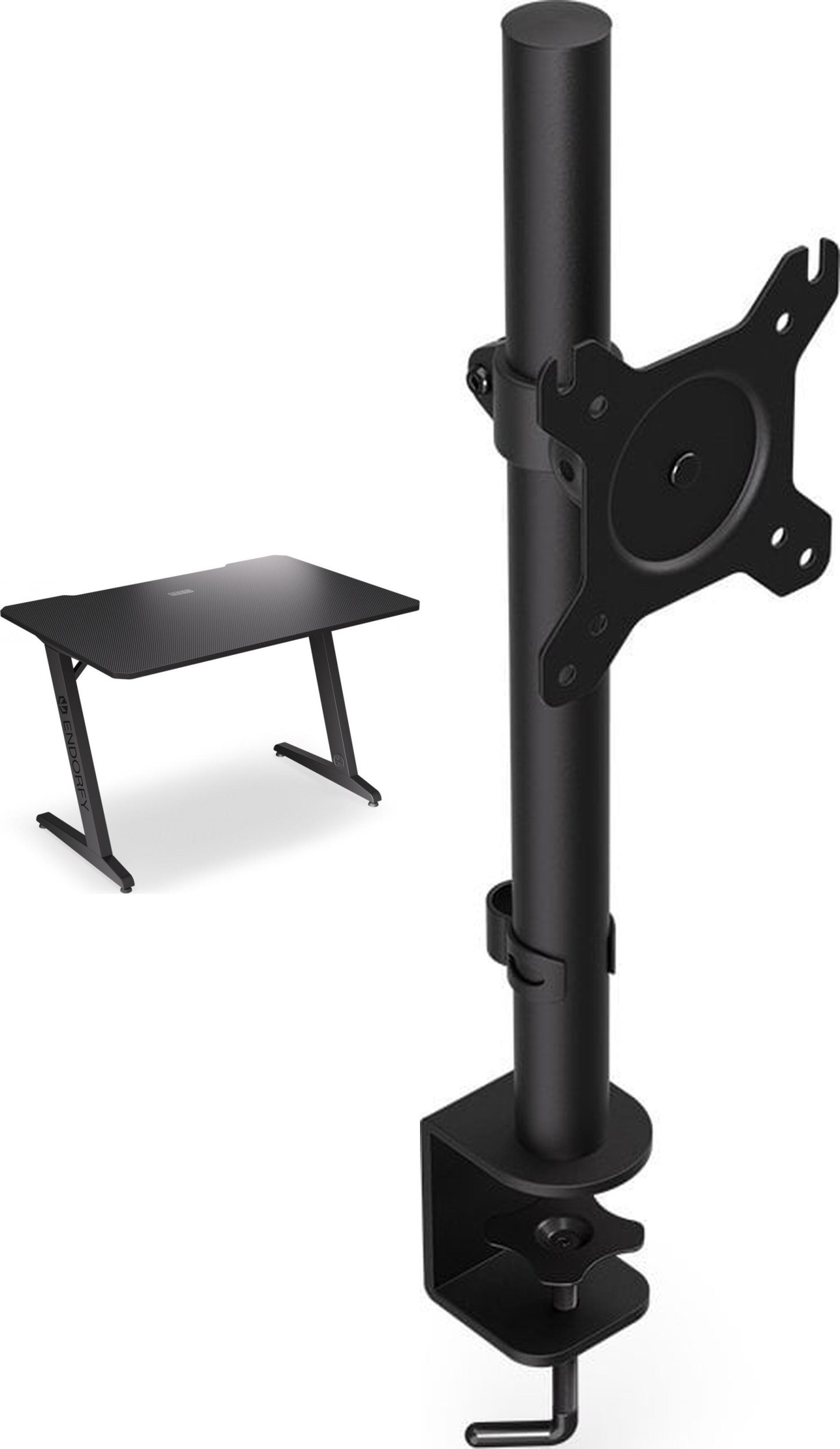 Biurko Endorfy Biurko Endorfy Atlas S Czarne 114 cmx74 cm + Uchwyt na monitor Atlas Single