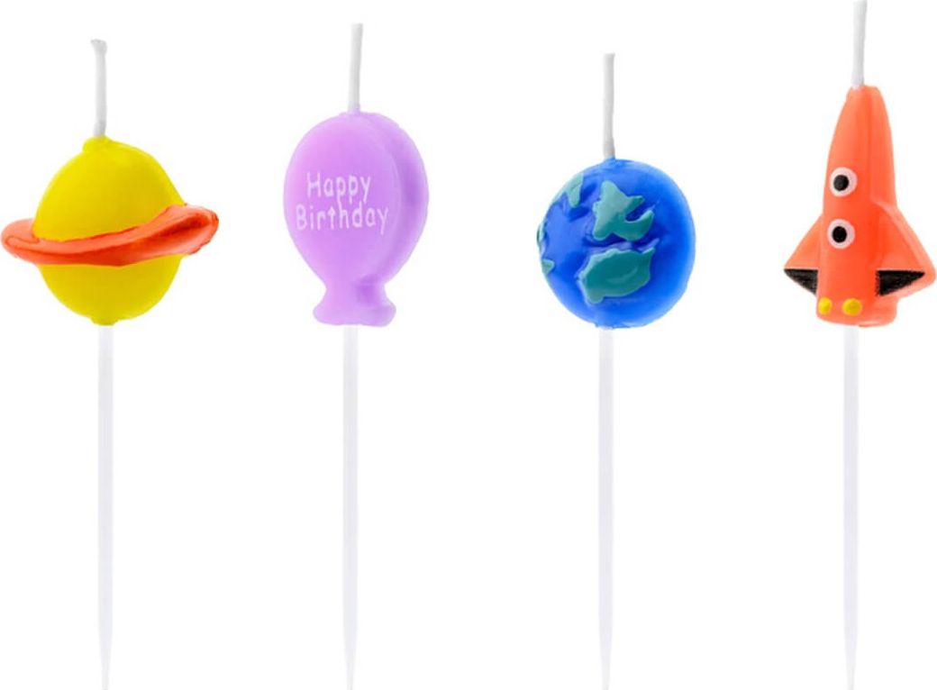 Party Deco Świeczki pikery Kosmos - 4 szt. uniwersalny