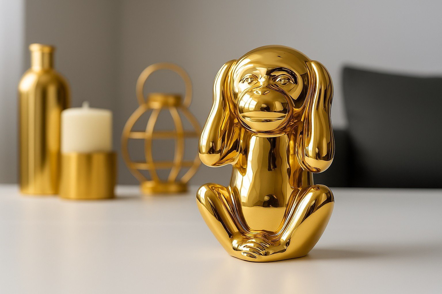 Skarbonka ceramiczna Małpka "Uszy" złota