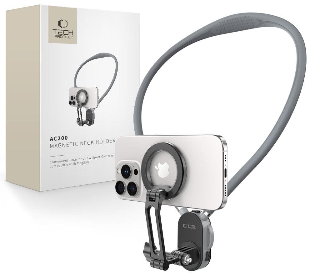 TECH-PROTECT AC200 MAGNETIC MAGSAFE & GOPRO & DJI NECK HOLDER CRAYON GREY