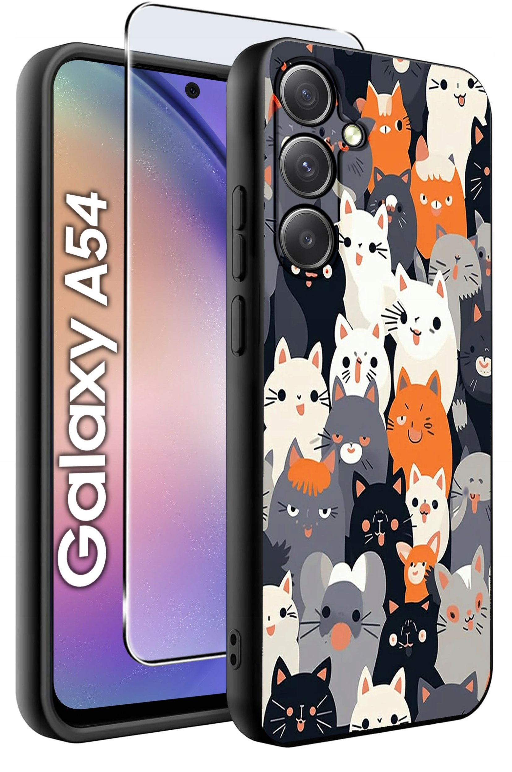 krainaGSM ETUI do Samsung A54 5G wzory | SILIKONOWE MATT CASE + SZKŁO 9H