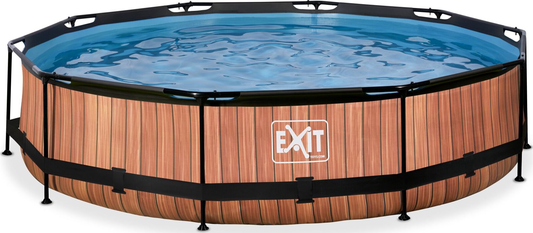 Exit Exit Toys Wood Pool, Frame Pool O 360x76cm, swimming pool (brown, with filter pump)