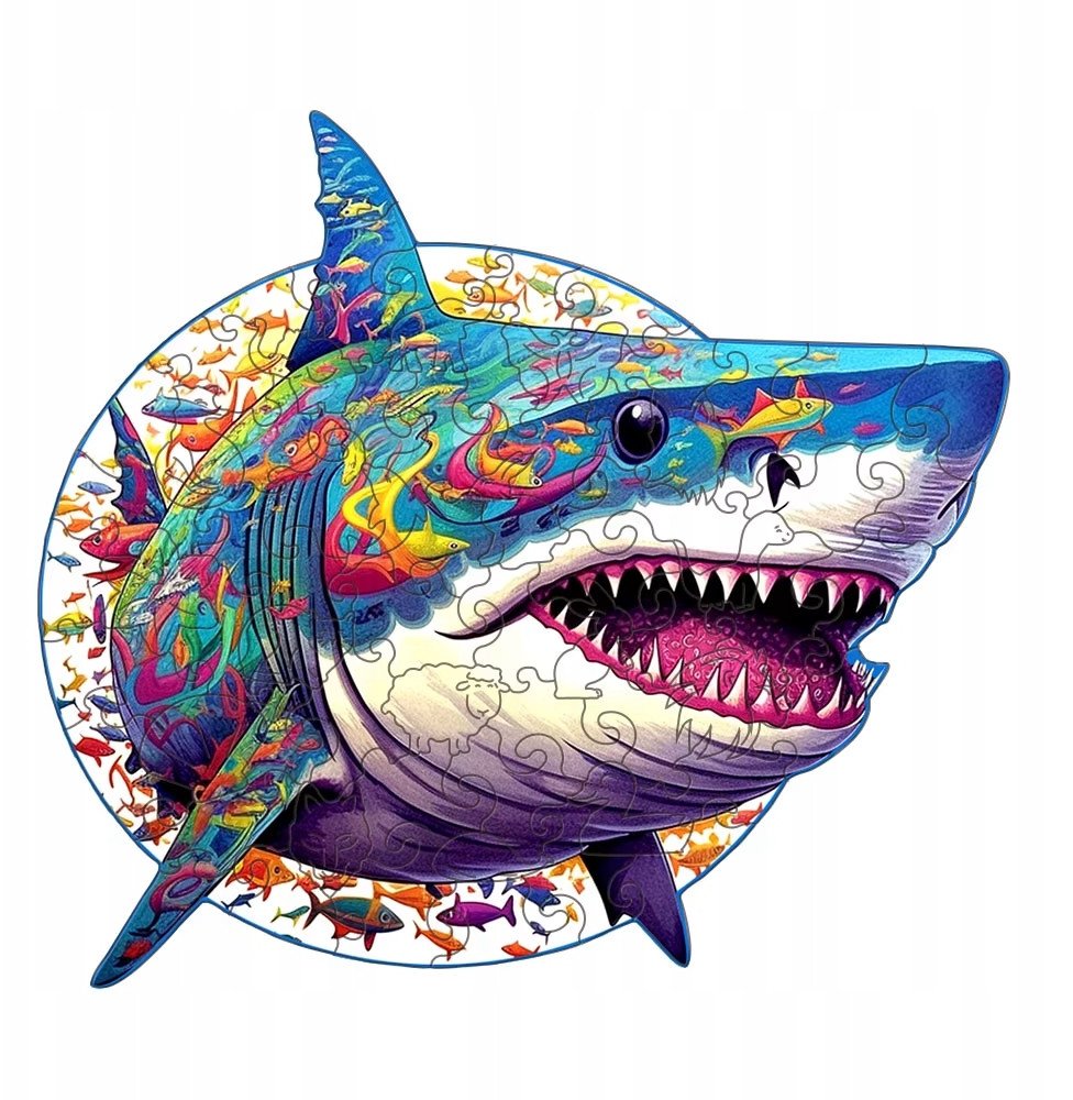 Drewniane puzzle / Wooden Puzzle / Rekin / Duży Format A3 / 180 el